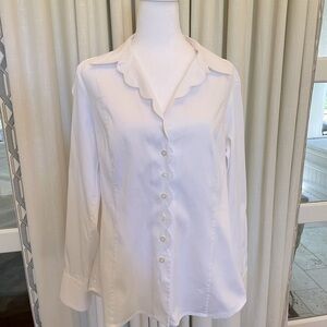 White Cotton Blouse with Scalloped Collar made by Etcetera